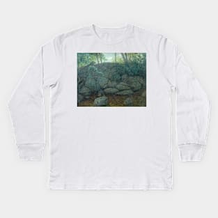 Woodland Rocks by Julian Alden Weir Kids Long Sleeve T-Shirt